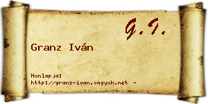 Granz Iván névjegykártya